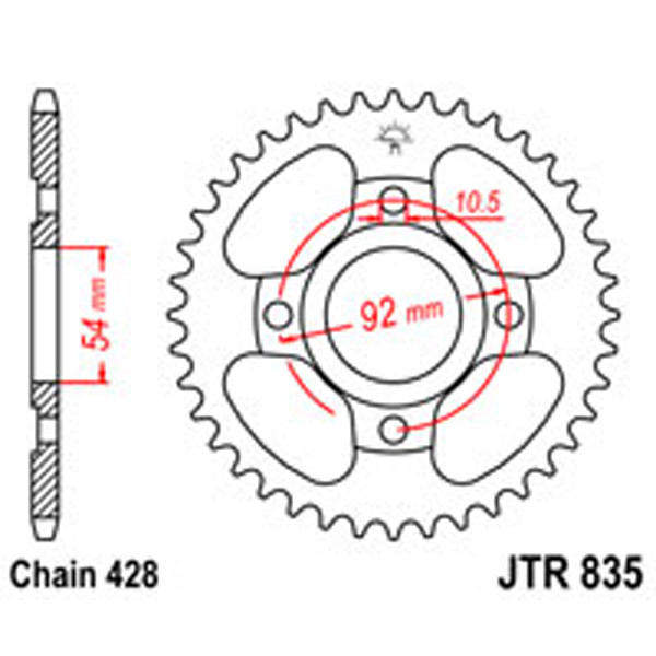 JT JT Rear Sprockets R/W 835-45T YAM